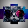 Cat 6 - Animal 5 Panel Canvas Art Wall Decor