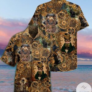 Cat And Machine Vintage Hawaiian Shirt