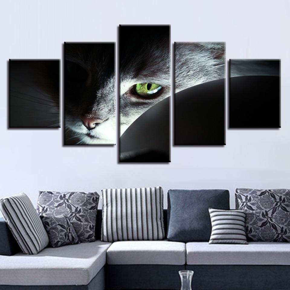 Cat Eyes - Animal 5 Panel Canvas Art Wall Decor Cat Eyes - Animal 5 Panel Canvas Art Wall Decor