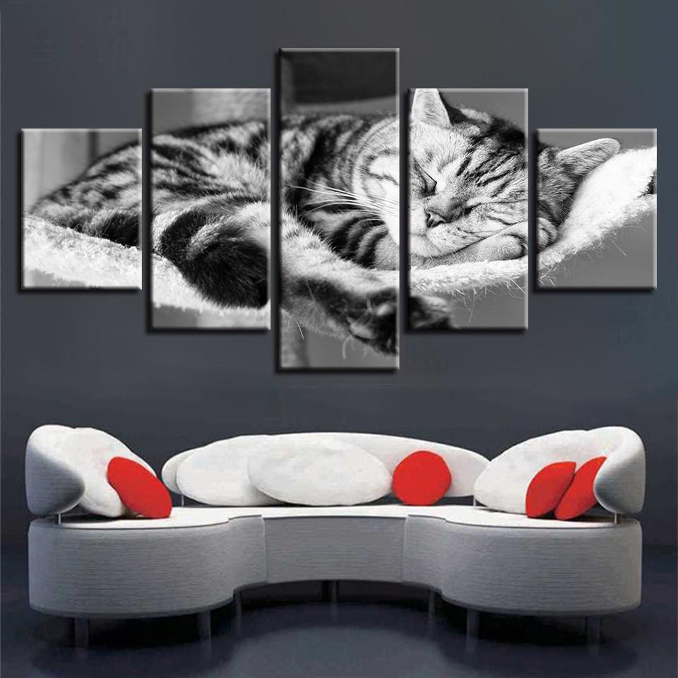 Cat Lovely 6 - Animal 5 Panel Canvas Art Wall Decor Cat Lovely 6 - Animal 5 Panel Canvas Art Wall Decor