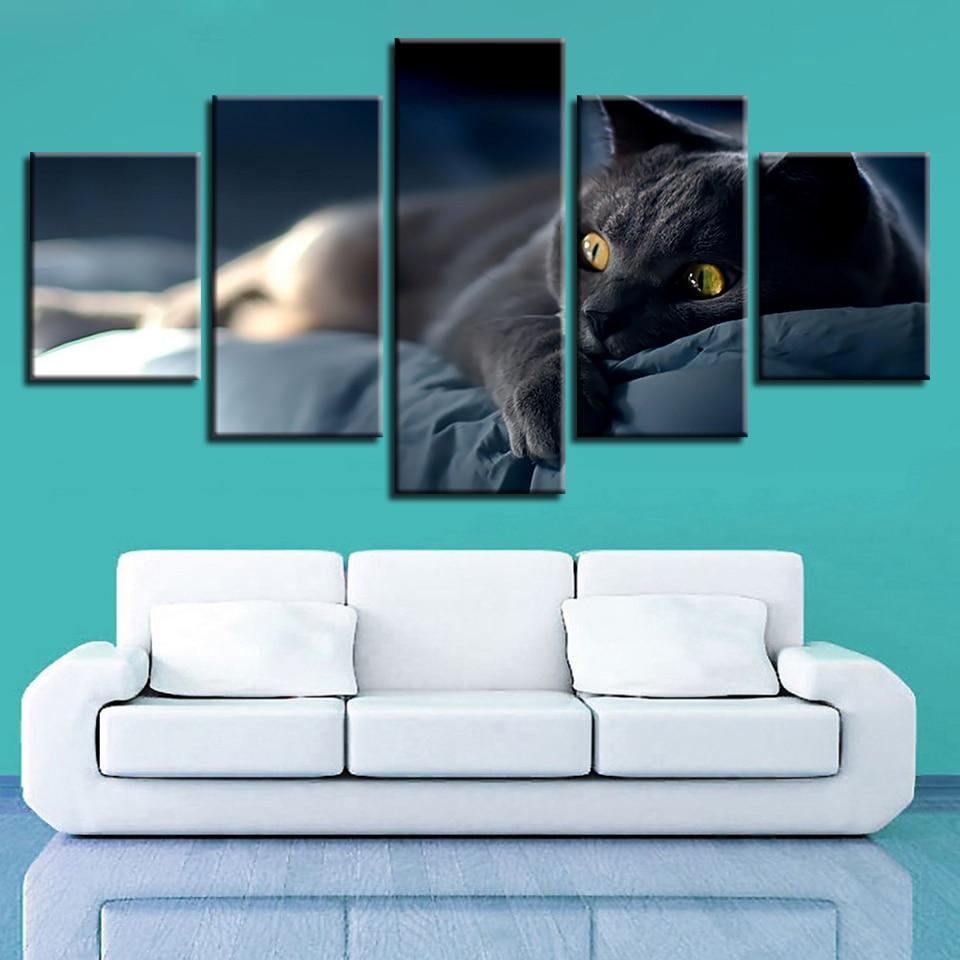 Cat Lovely 9 - Animal 5 Panel Canvas Art Wall Decor Cat Lovely 9 - Animal 5 Panel Canvas Art Wall Decor