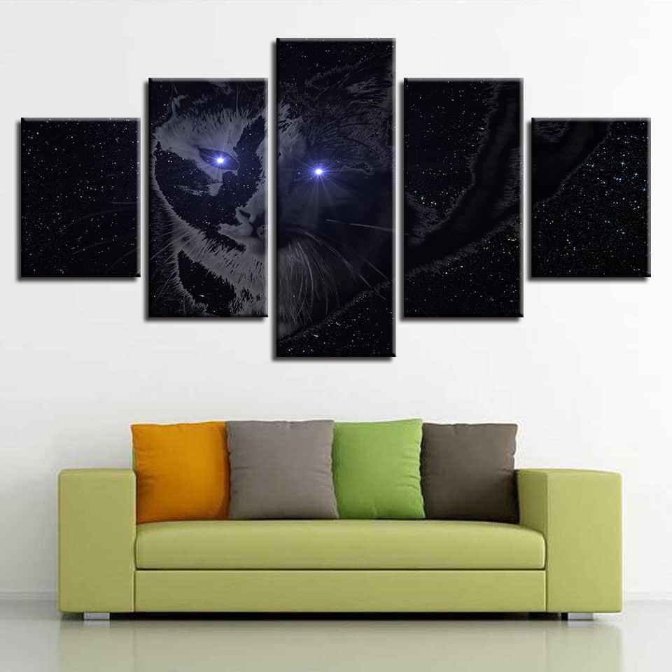 Cat Luminous Eyes - Animal 5 Panel Canvas Art Wall Decor Cat Luminous Eyes - Animal 5 Panel Canvas Art Wall Decor