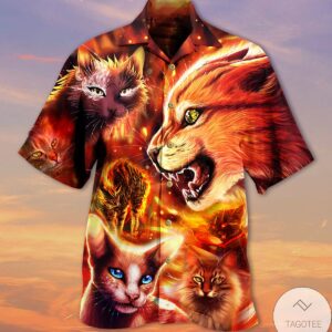 Cat Playing With Fire Hawaiian Shirt