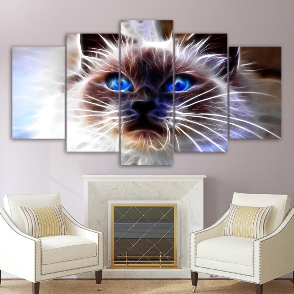 Cat - Abstract 5 Panel Canvas Art Wall Decor Cat - Abstract 5 Panel Canvas Art Wall Decor
