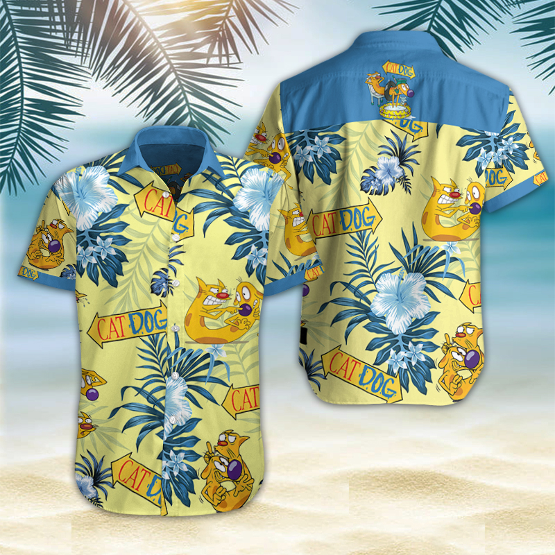 Catdog Hawaiian Shirt Summer Button Up Catdog Hawaiian Shirt Summer Button Up