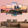 Cathedral Of Notre Dame De Paris At Sunset - Nature 5 Panel Canvas Art Wall Decor