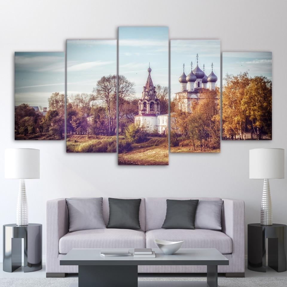 Cathedral of the Autumn - Nature 5 Panel Canvas Art Wall Decor Cathedral of the Autumn - Nature 5 Panel Canvas Art Wall Decor