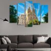 Catholic Basilica The Sagrada Familia In Barcelona At Daytime - Nature 5 Panel Canvas Art Wall Decor