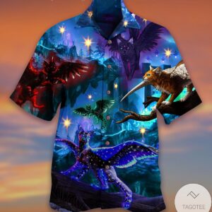 Cats Fly Love Dark Hawaiian Shirt