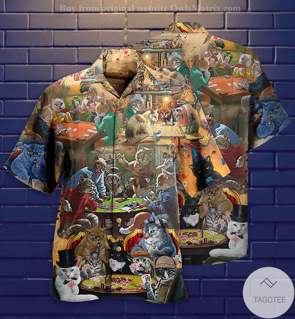 Cats Play Card Games Hawaiian Shirt Cats Play Card Games Hawaiian Shirt