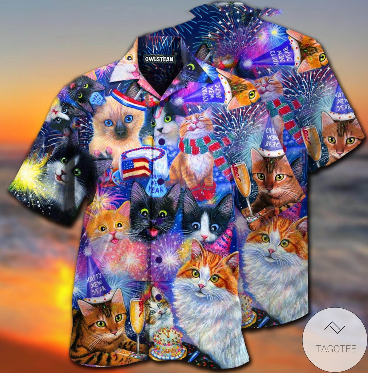 Cats Wish You Happy New Year Hawaiian Shirt Cats Wish You Happy New Year Hawaiian Shirt