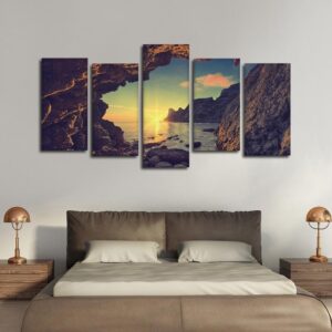 Cave Sunset - Space 5 Panel Canvas Art Wall Decor
