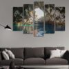 Cave With Lake - Nature 5 Panel Canvas Art Wall Decor