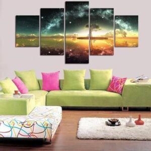Celestial Tree 2 - Nature 5 Panel Canvas Art Wall Decor