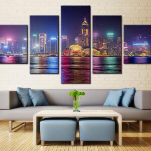 Center Apartments Dallas Cityscape - Nature 5 Panel Canvas Art Wall Decor