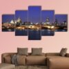 Central London At Night Thames River - Nature 5 Panel Canvas Art Wall Decor