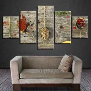 Cereals Grain Food Spoon - Kitchen 5 Panel Canvas Art Wall Decor