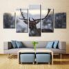 Cervidae Deer Antlers - Animal 5 Panel Canvas Art Wall Decor