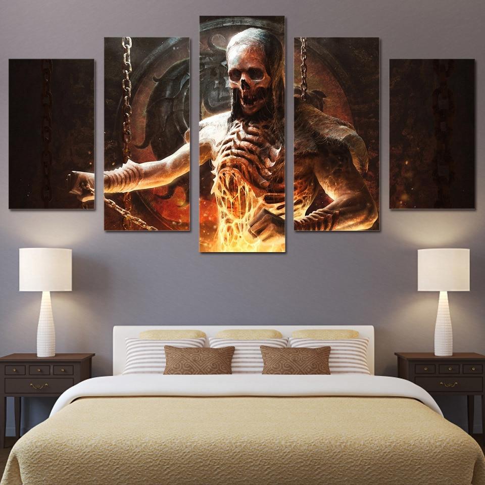 Chained Skeleton Warrior - Abstract 5 Panel Canvas Art Wall Decor Chained Skeleton Warrior - Abstract 5 Panel Canvas Art Wall Decor
