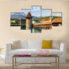 Chapel Bridge Kapellbrucke Across Reuss River - Religion 5 Panel Canvas Art Wall Decor