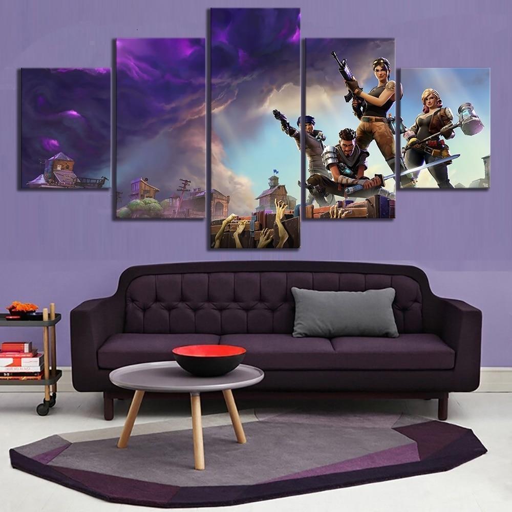 Characters Zombies Fortnite Gaming - 5 Panel Canvas Art Wall Decor Characters Zombies Fortnite Gaming - 5 Panel Canvas Art Wall Decor