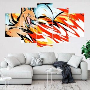 Charizard Pokemon - Anime 5 Panel Canvas Art Wall Decor