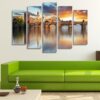 Charles Bridge At Sunset - Nature 5 Panel Canvas Art Wall Decor