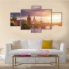Charles Bridge Over Vltava River In Prague - Nature 5 Panel Canvas Art Wall Decor
