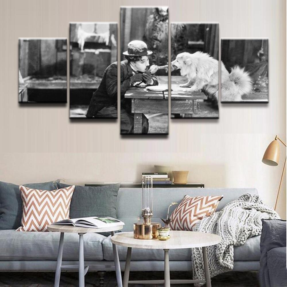 Charlie Chaplin A Dog’s Life Movie - 5 Panel Canvas Art Wall Decor Charlie Chaplin A Dog’s Life Movie - 5 Panel Canvas Art Wall Decor