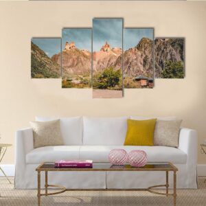 Charyn Grand Canyon With Clouds - Nature 5 Panel Canvas Art Wall Decor