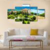 Chateau And Church In Aiguines - Nature 5 Panel Canvas Art Wall Decor