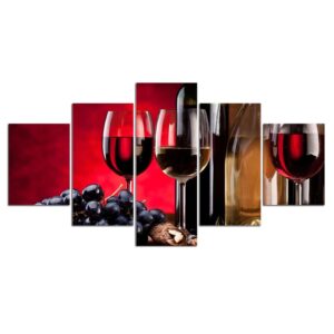 Chateau Wine 01 - Wine 5 Panel Canvas Art Wall Decor