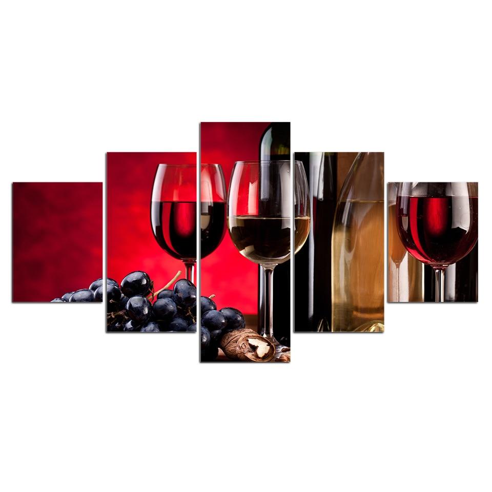 Chateau Wine 01 - Wine 5 Panel Canvas Art Wall Decor Chateau Wine 01 - Wine 5 Panel Canvas Art Wall Decor