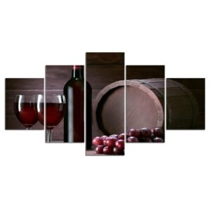 Chateau Wine Celler - Wine 5 Panel Canvas Art Wall Decor