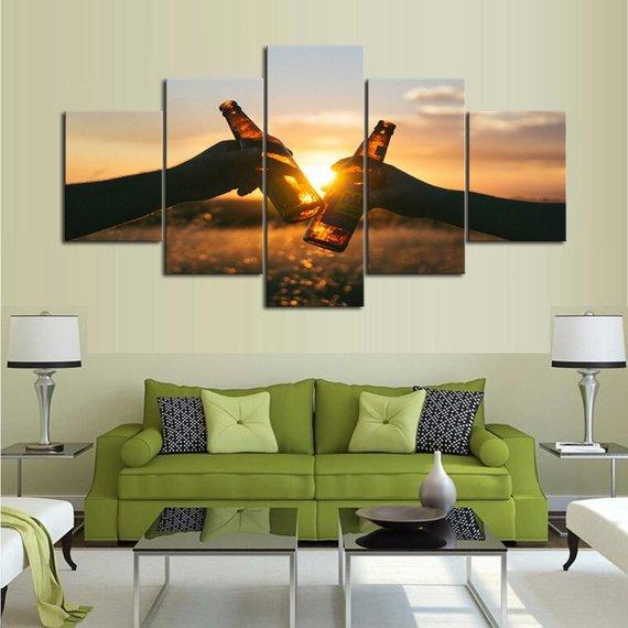 Cheers To A Good Day - Abstract 5 Panel Canvas Art Wall Decor Cheers To A Good Day - Abstract 5 Panel Canvas Art Wall Decor