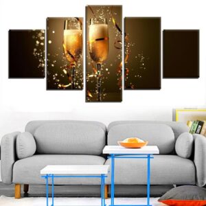 Cheers To The New Year - Abstract 5 Panel Canvas Art Wall Decor