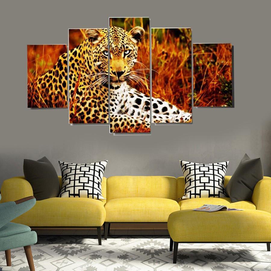 Cheetah In Red Woods - Animal 5 Panel Canvas Art Wall Decor Cheetah In Red Woods - Animal 5 Panel Canvas Art Wall Decor