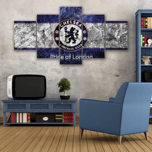 Chelsea FC Football Logo Sport - 5 Panel Canvas Art Wall Decor Chelsea FC Football Logo Sport - 5 Panel Canvas Art Wall Decor