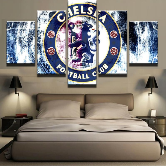 Chelsea Football Club Logo Team - Sport 5 Panel Canvas Art Wall Decor Chelsea Football Club Logo Team - Sport 5 Panel Canvas Art Wall Decor