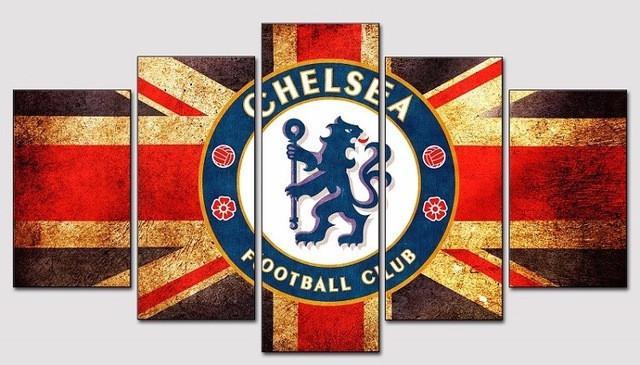 Chelsea Soccer Club 3 - Sport 5 Panel Canvas Art Wall Decor Chelsea Soccer Club 3 - Sport 5 Panel Canvas Art Wall Decor