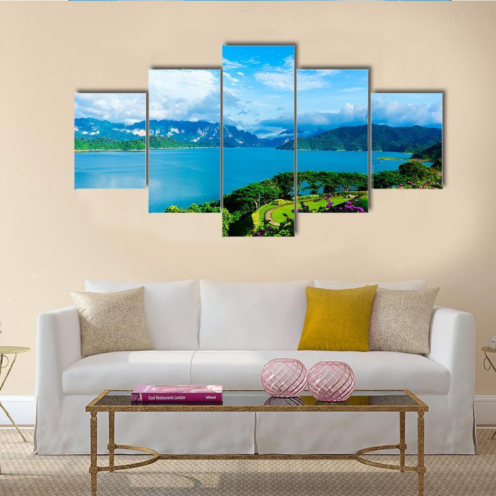 Cheow Lan Dam View At Surat Thani - Nature 5 Panel Canvas Art Wall Decor Cheow Lan Dam View At Surat Thani - Nature 5 Panel Canvas Art Wall Decor