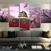 Cherry Blossom Japan - Nature 5 Panel Canvas Art Wall Decor