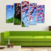 Cherry Blossom Tree - Nature 5 Panel Canvas Art Wall Decor