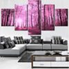 Cherry Blossoms Forest - Nature 5 Panel Canvas Art Wall Decor
