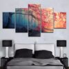 Cherry Blossoms Red Tree 01 - Nature 5 Panel Canvas Art Wall Decor