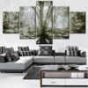 Cherry Blossoms Retro - Nature 5 Panel Canvas Art Wall Decor