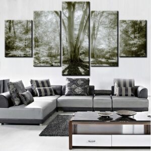 Cherry Blossoms Retro - Nature 5 Panel Canvas Art Wall Decor