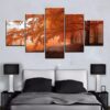 Cherry Blossoms Yellow Tree Forest - Nature 5 Panel Canvas Art Wall Decor