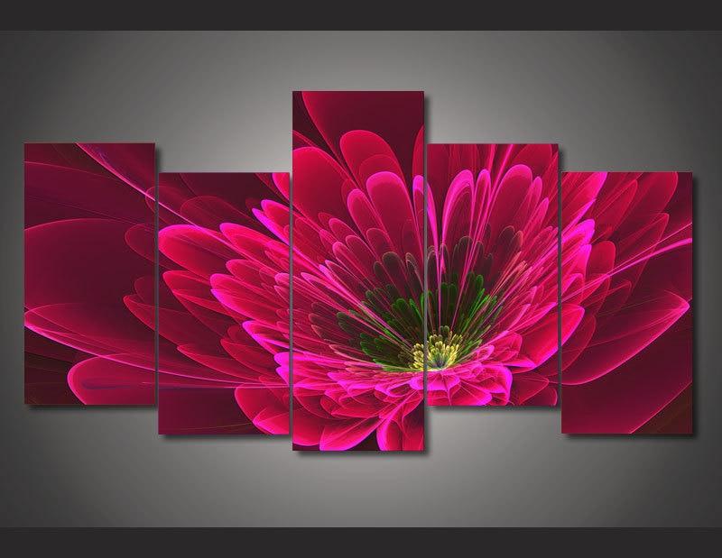 Cherry Daisy - Nature 5 Panel Canvas Art Wall Decor Cherry Daisy - Nature 5 Panel Canvas Art Wall Decor