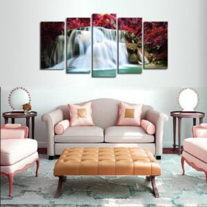Cherry Falls - Nature 5 Panel Canvas Art Wall Decor